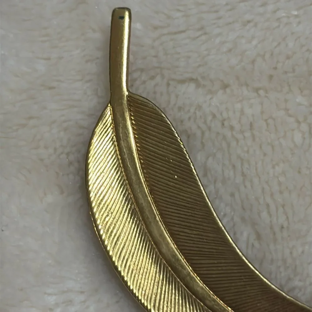 Gold Feather Brooch